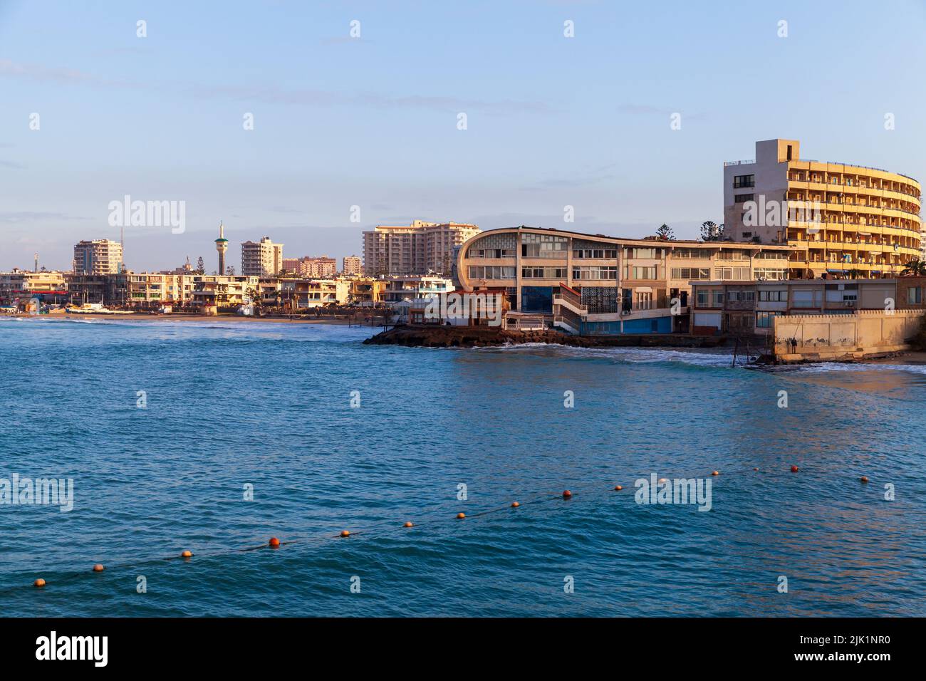 Coastal landscape with living houses on a coast of Mediterranean Sea