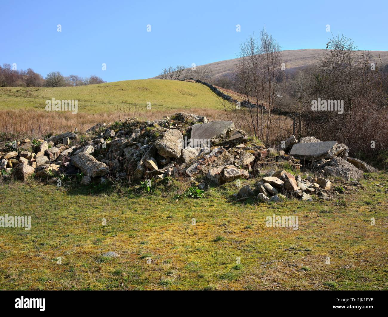 A pile of broken and discarded concrete. Argyll and Bute. Scotland Stock Photo