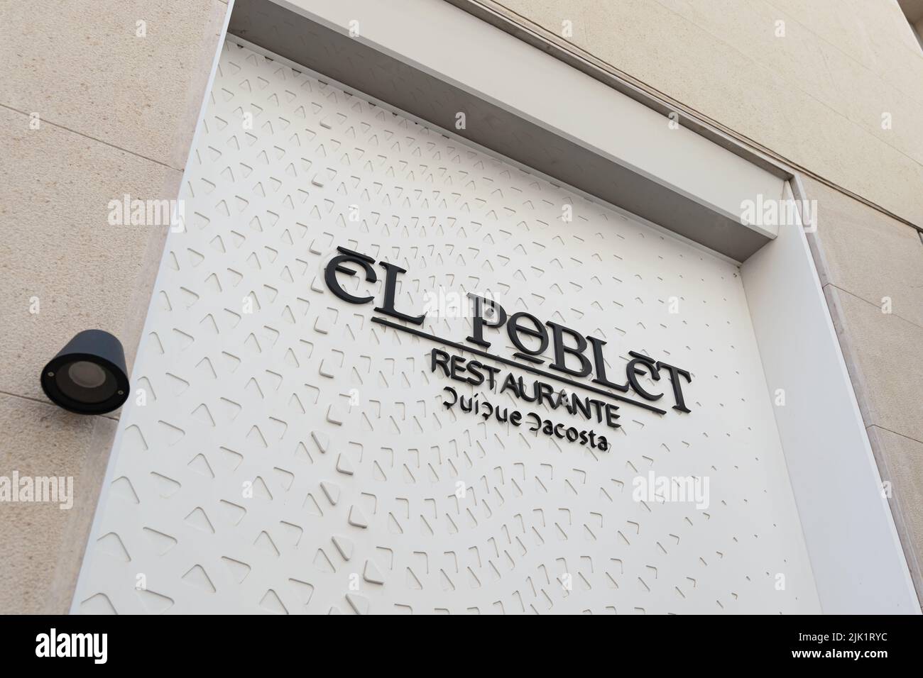 VALENCIA, SPAIN - APRIL 14, 2022: El Poblet Restaurant. Quique Dacosta Stock Photo