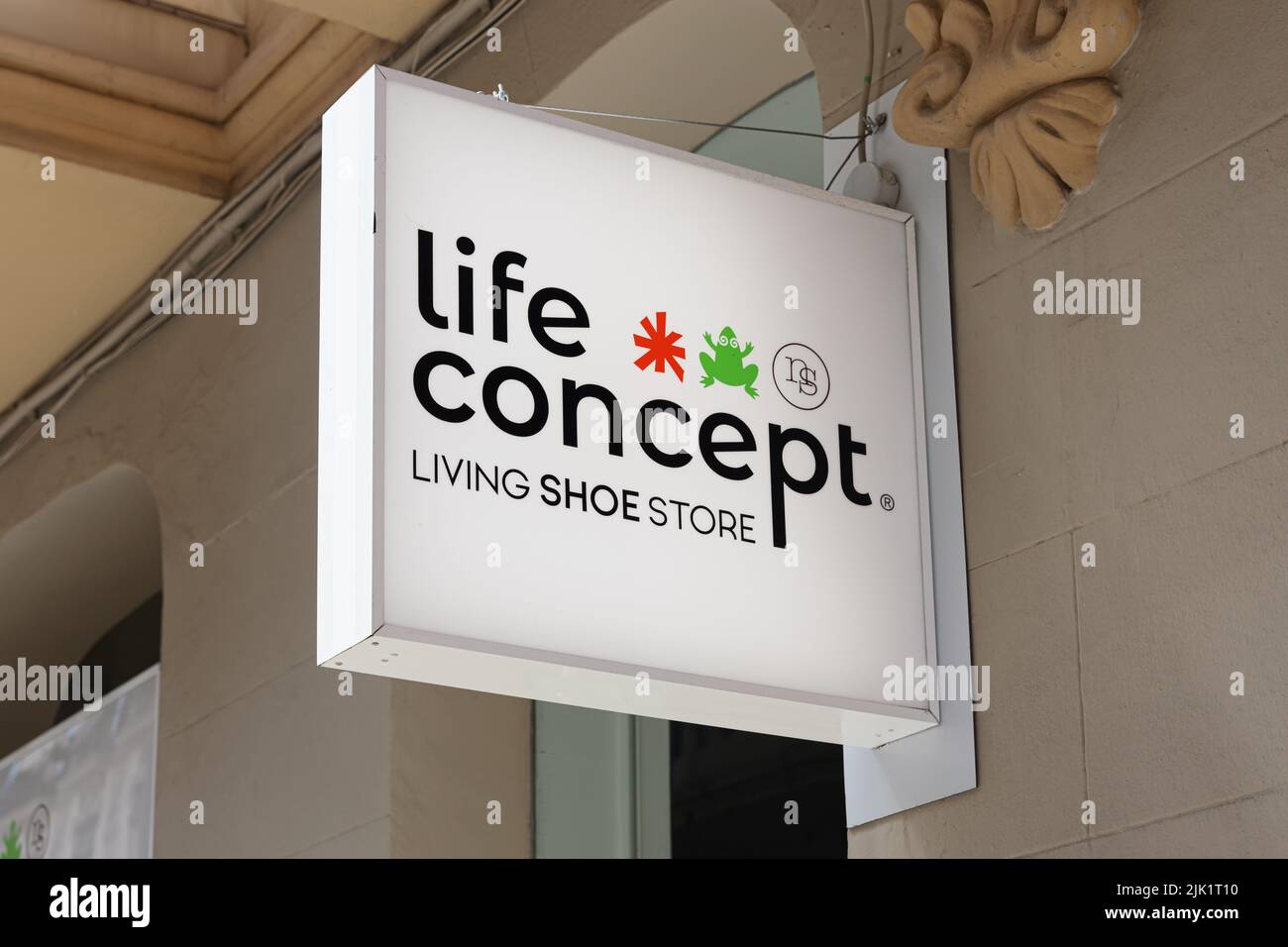 VALENCIA, SPAIN - MAY 05, 2022: Life Concept is a Spanish footwear manufacturer with more than 50 years of experience Stock Photo