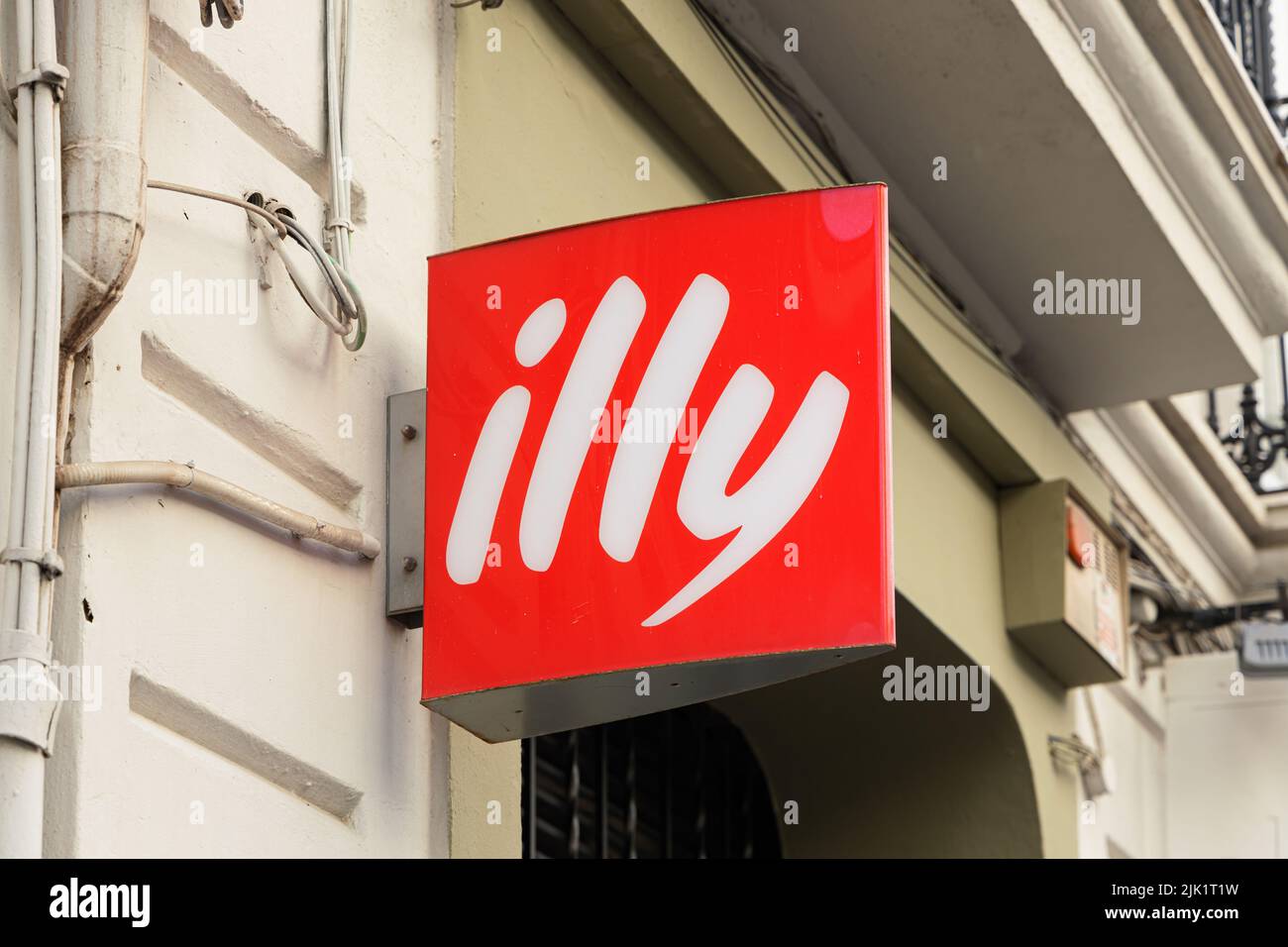VALENCIA, SPAIN - MAY 17, 2022: Illy is an Italian coffee company specializing in espresso Stock Photo