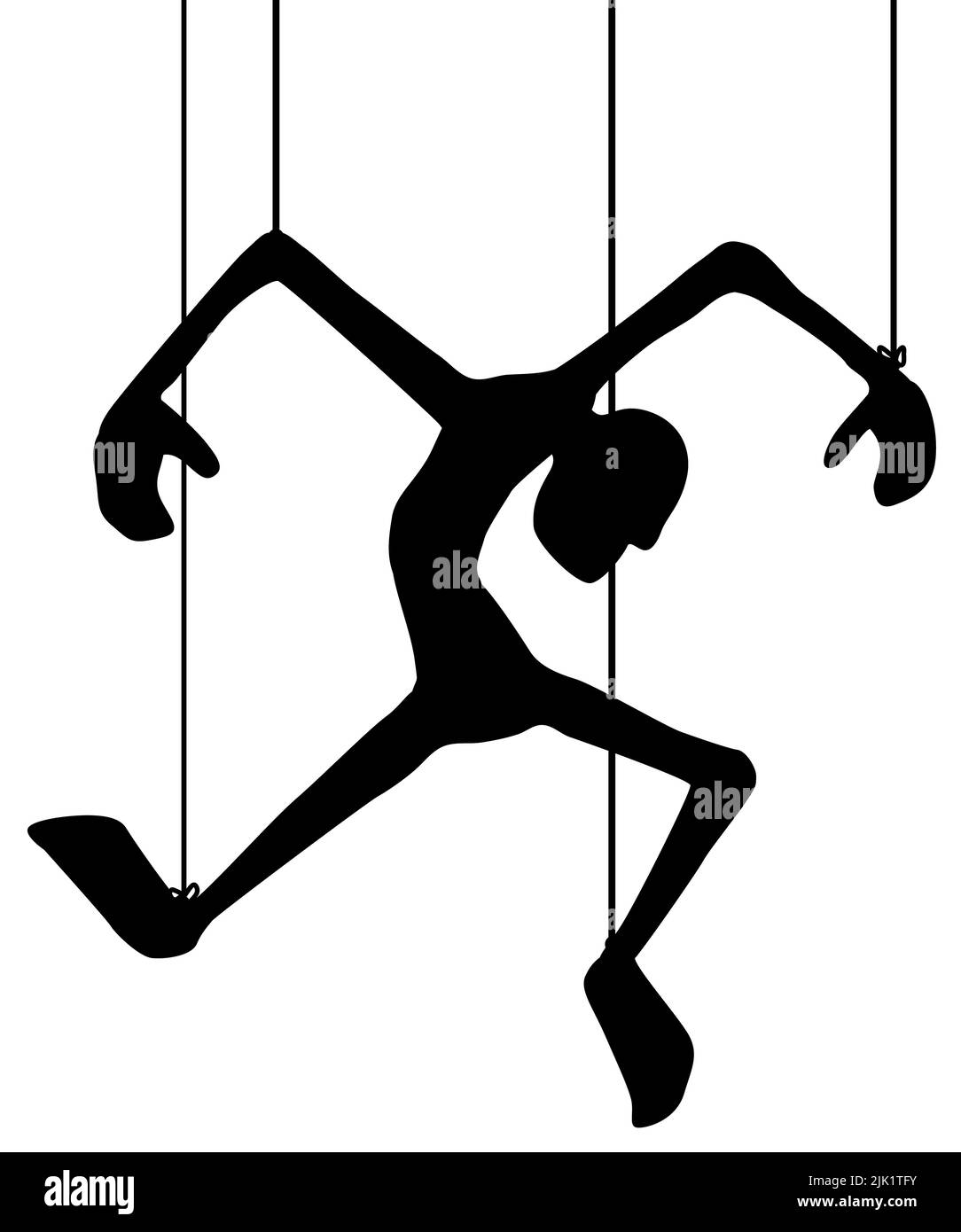 Strings puppet figure silhouette stencil black, illustration horizontal,  over white, isolated Stock Photo - Alamy