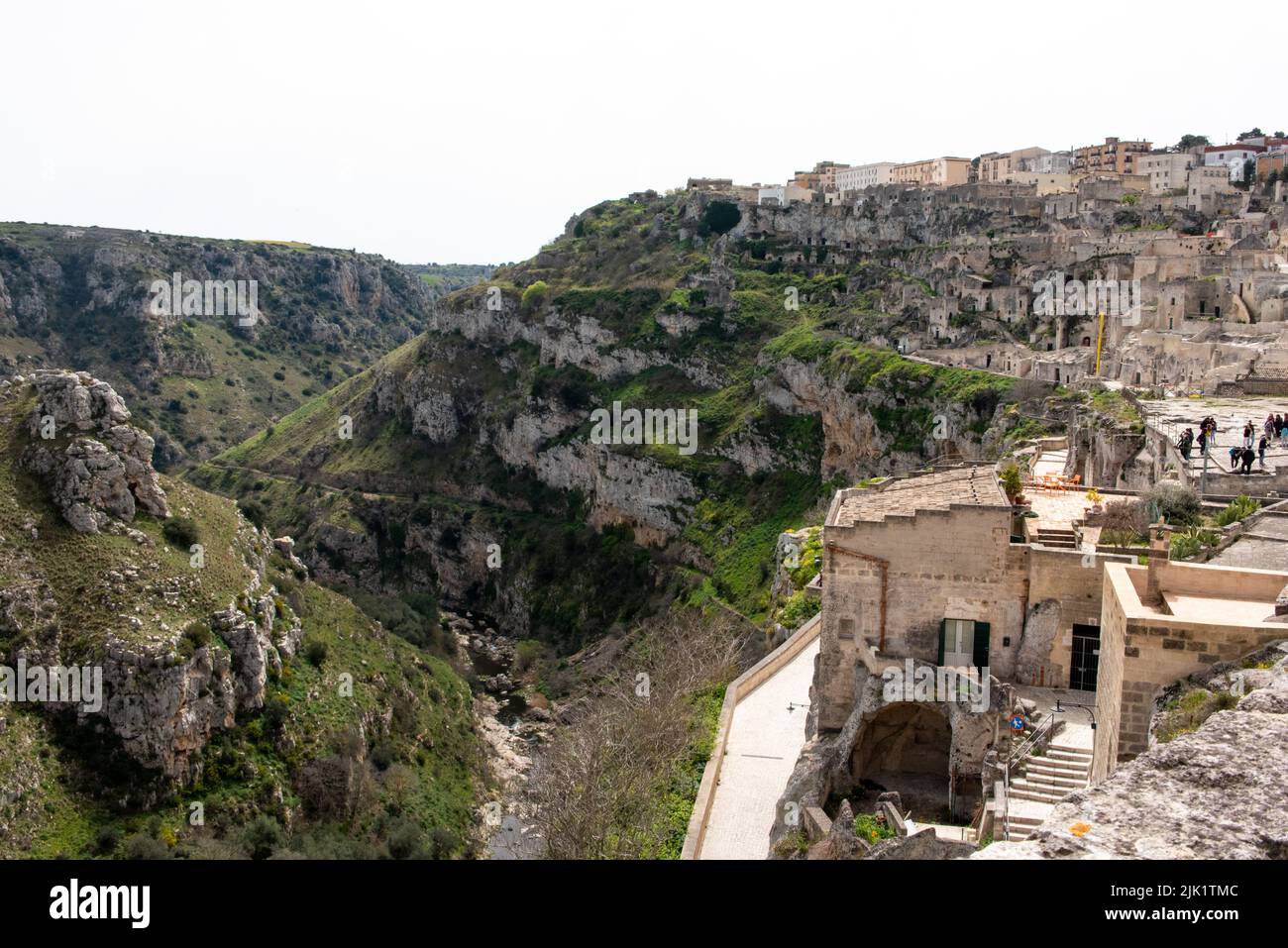 View over the canyon of Matera in Italy Stock Photo