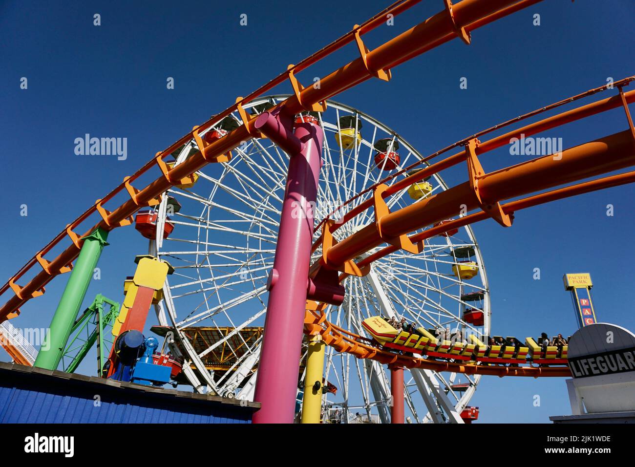 Pacific Park amusement park on the Santa Monica pier. Stock Photo