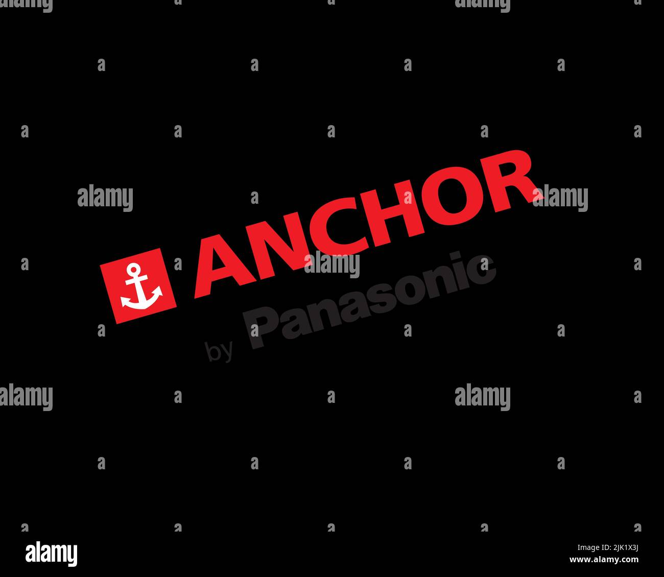 Anchor Electricals Pvt. Ltd. Rotated Logo, Black Background Stock Photo