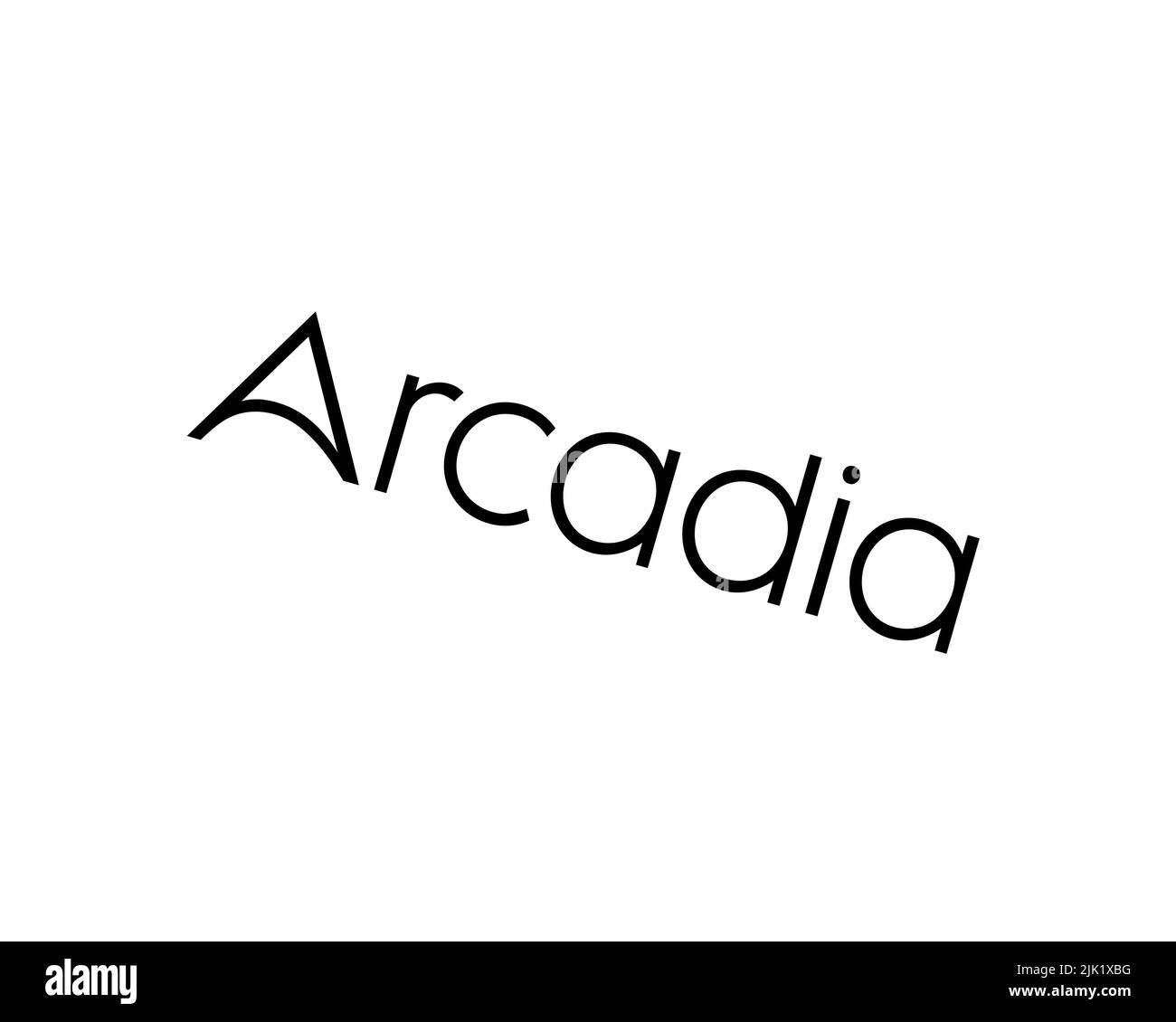 Arcadia Group, rotated logo, white background B Stock Photo Alamy
