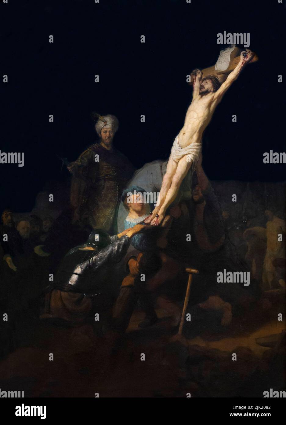 The Raising of the Cross, Rembrandt, circa 1633, Alte Pinakothek, Munich, Germany Stock Photo