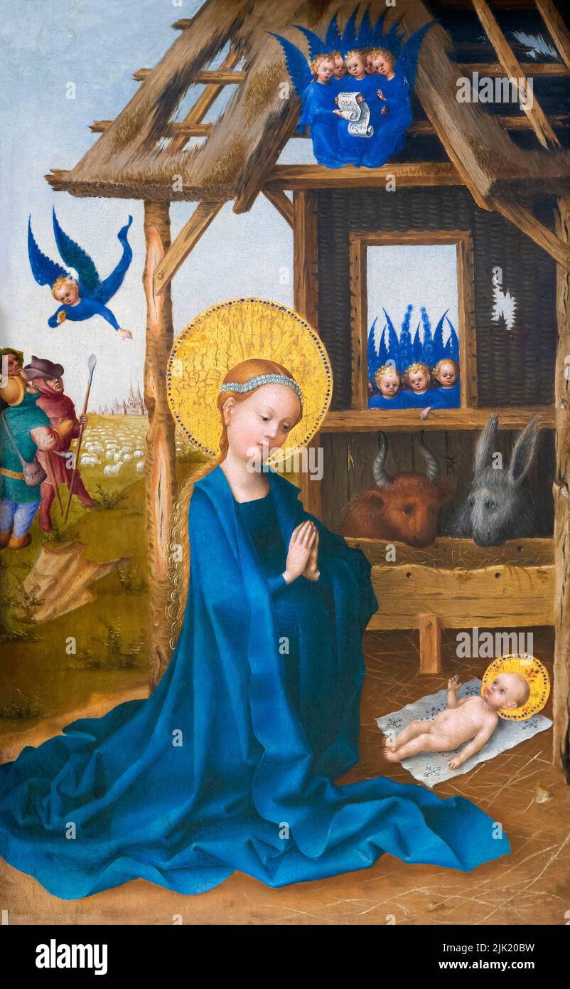 The Birth of Christ, Stefan Lochner, 1445, Alte Pinakothek, Munich, Germany, Europe Stock Photo