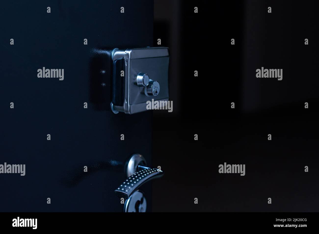high security lock of an armored home door Stock Photo Alamy