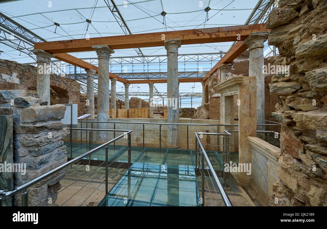 inside Terrace Houses of Ephesus, Ephesus Archaeological Site, Selcuk, Turkey Stock Photo