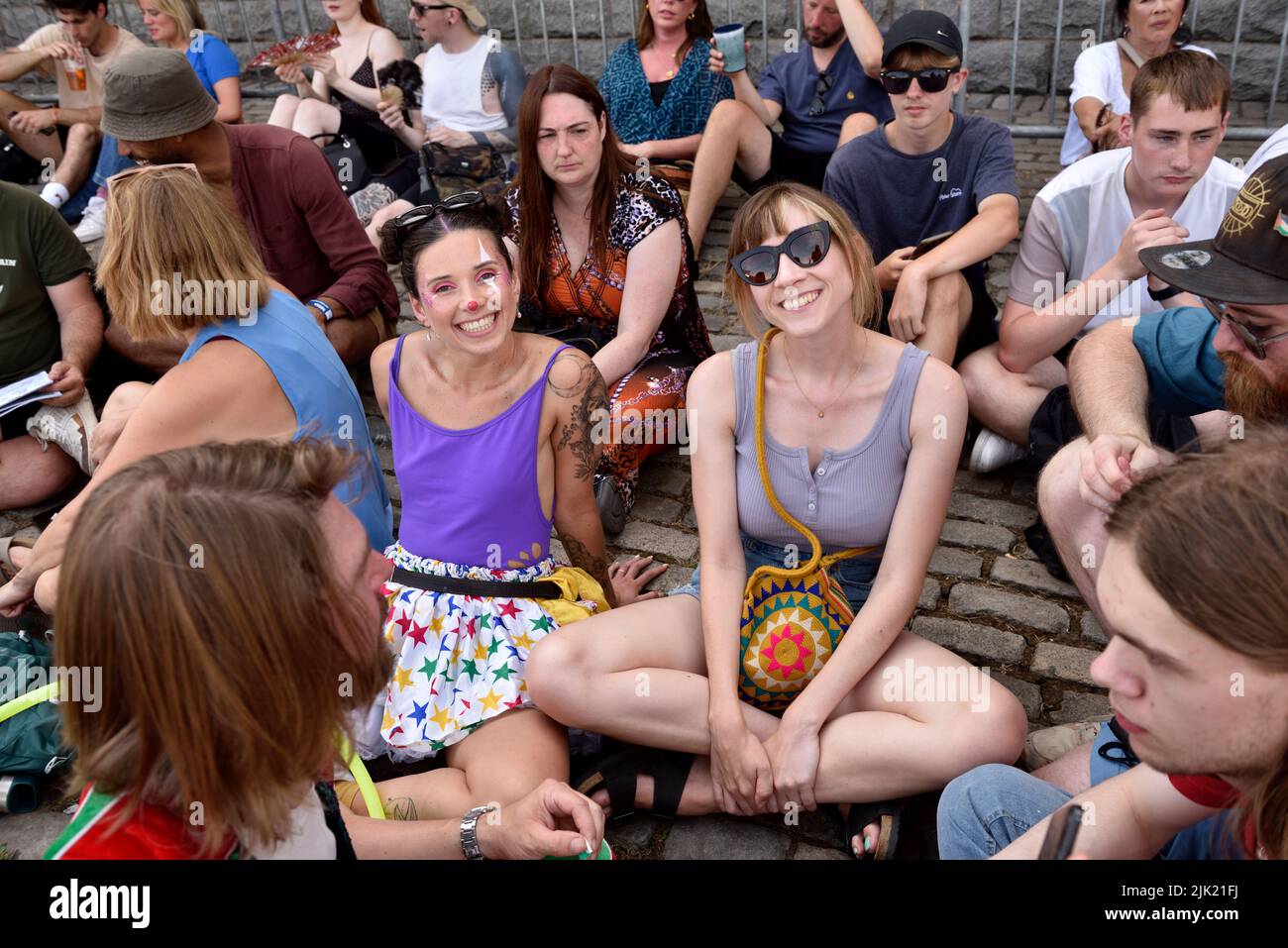 Happy people in a crowd at Bristol Harbour festival, UK Stock Photo
