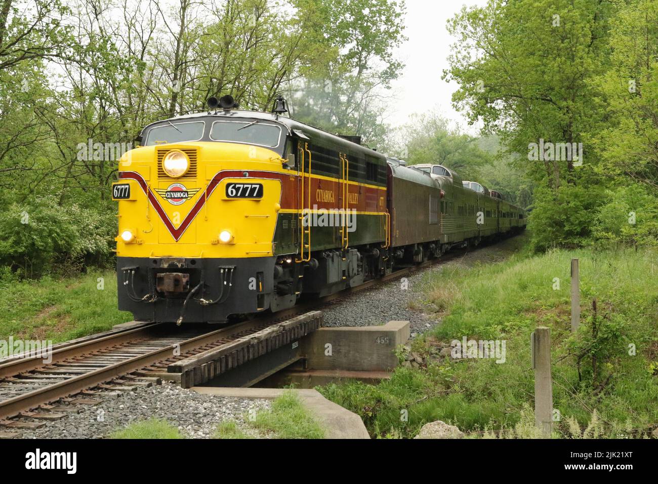 Diesel locomotive MLW/ALCOA FPA-4 number CVSR 6777. Operated as special event on the Cuyahoga Valley Scenic Railroad. Boston Mills Station, Cuyahoga V Stock Photo