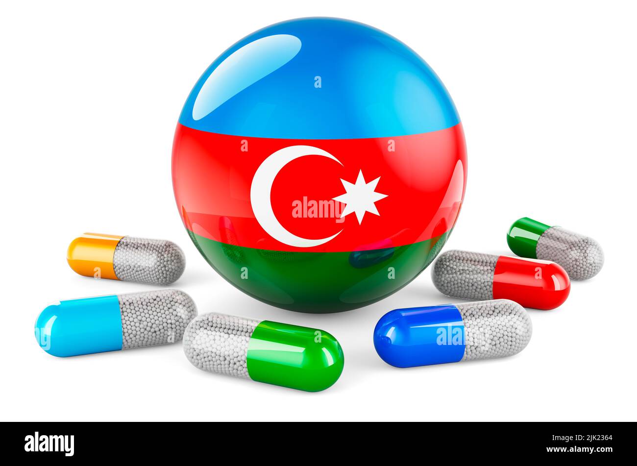 Pills capsule with Azerbaijani flag. 3D rendering isolated on white ...