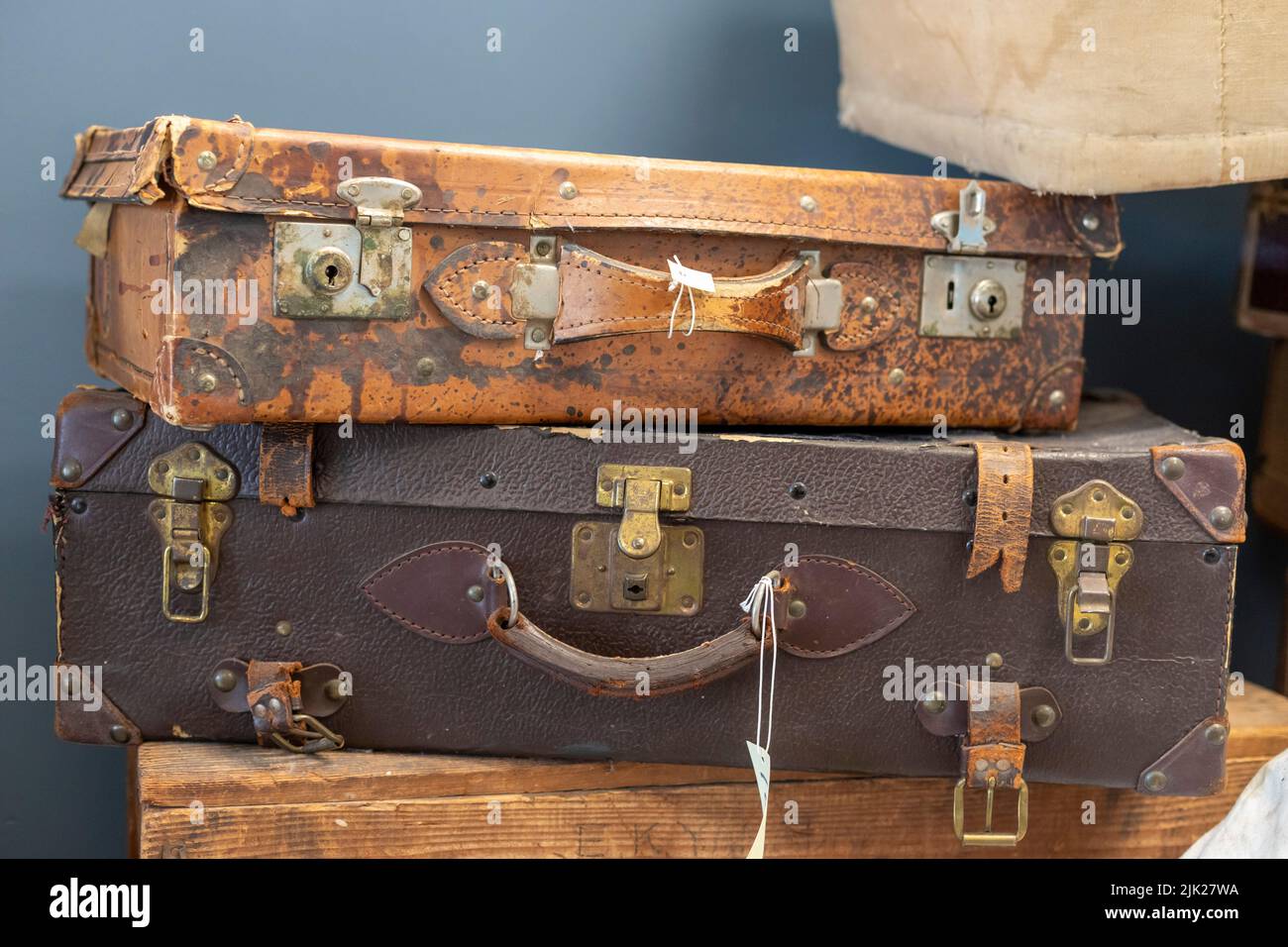 Granada, Colorado - The Amache Museum near the World War 2 Amache Japanese internment camp displays suitcases that internees brought with them when ev Stock Photo