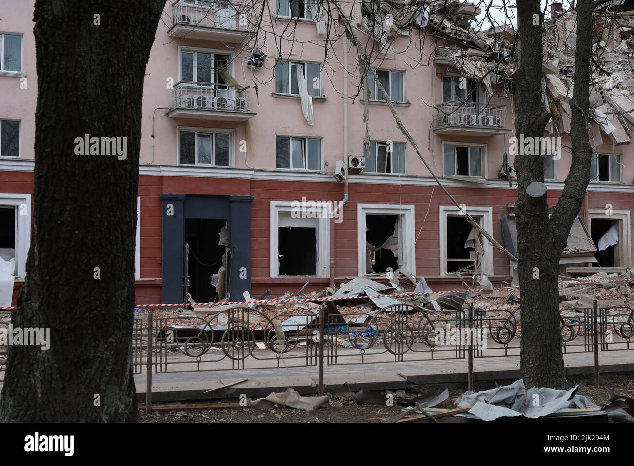 Chernihiv Ukraine 03.12.2022 The consequences of the explosion of the hotel Ukraine by a Russian missile. War between Ukraine and Russia Stock Photo