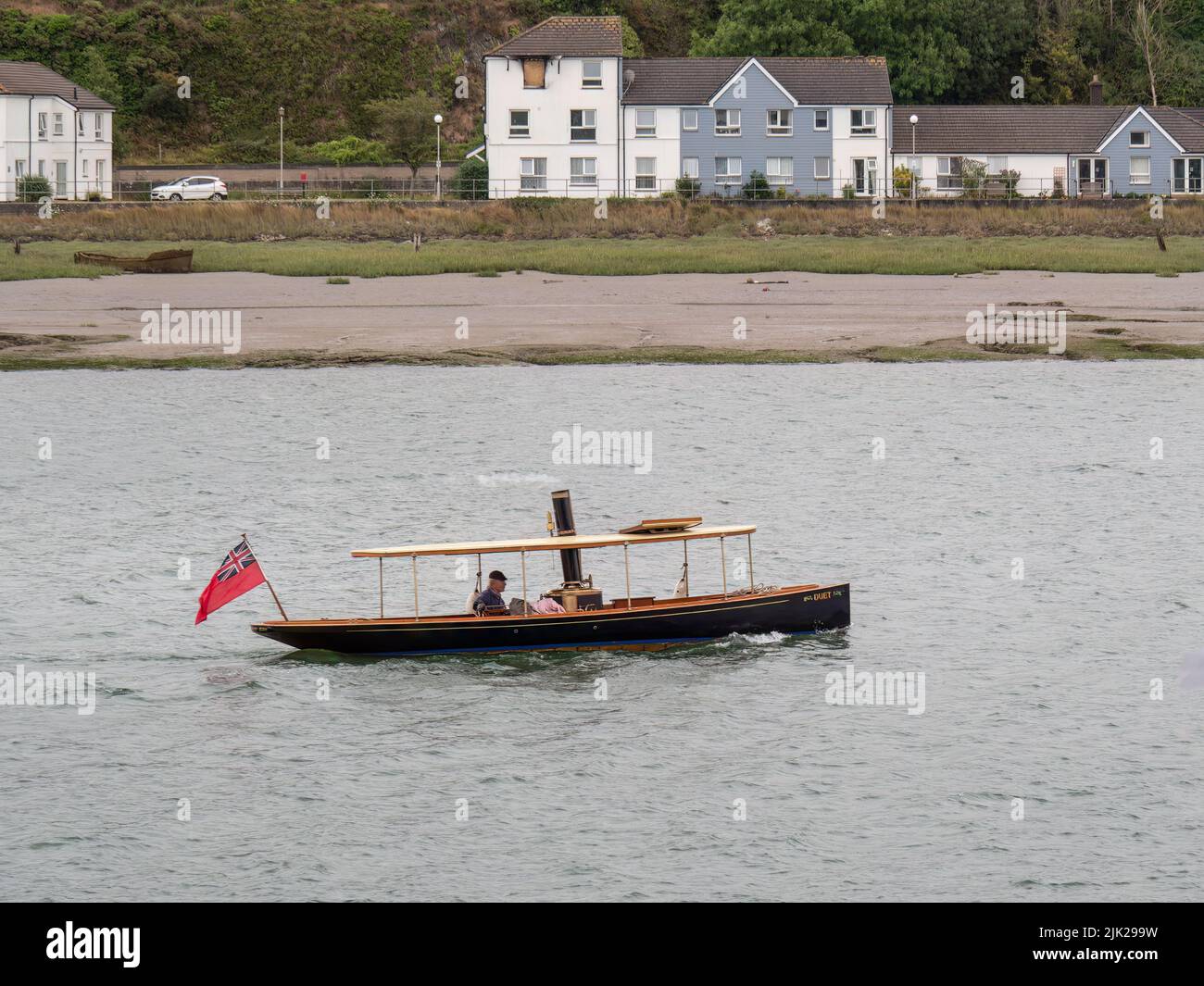 BIDEFORD, DEVON, ENGLAND - JULY 24 2022: Old steamboat on the River Torridge during the annual Water Festival on the River Torridge in Bideford. Stock Photo