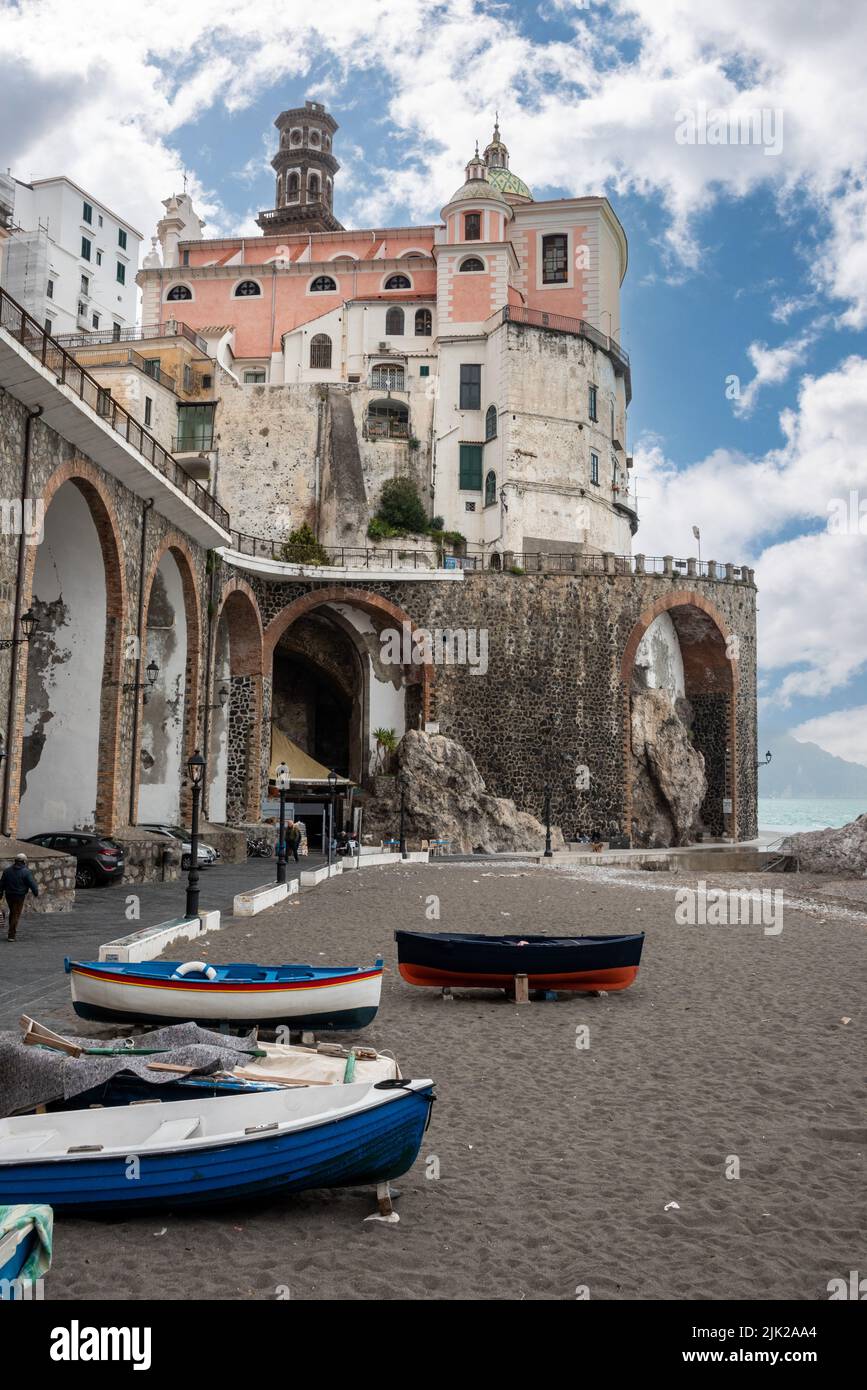 Traditional Italian houses in the town of Atrani at the Amalfi Coast