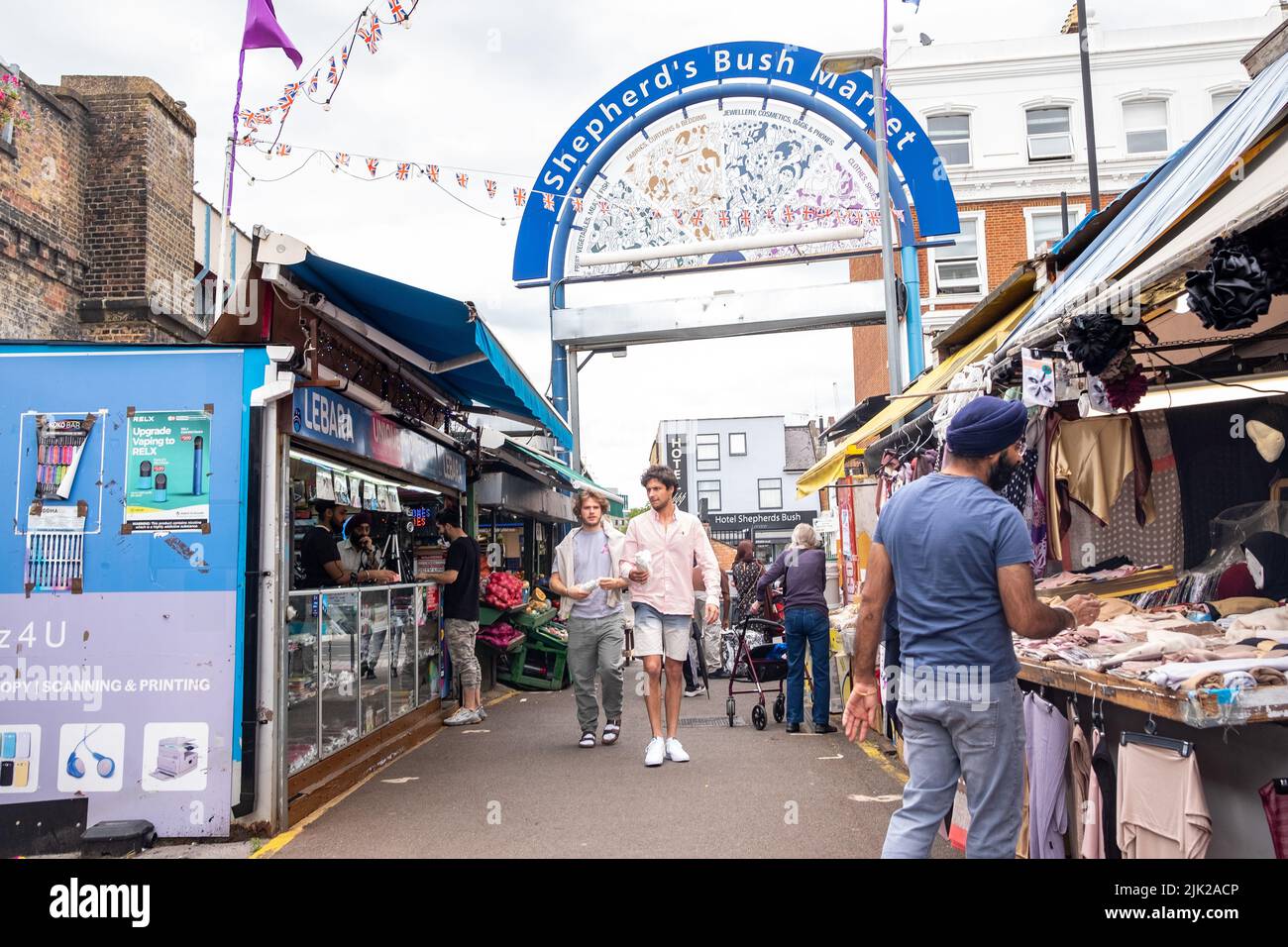 London, July 2022 Shepherds Bush Market in West London. A old market