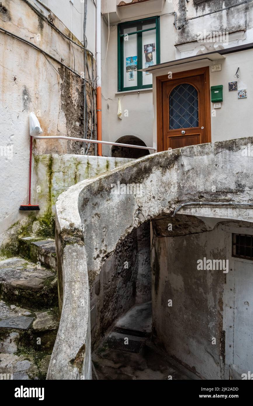 Traditional Italian houses in the town of Atrani at the Amalfi Coast