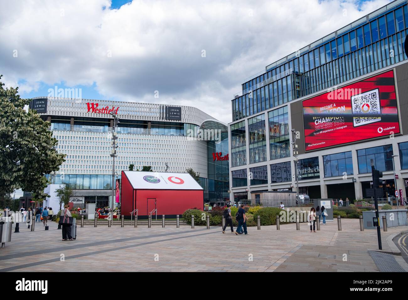 London, July 2022: Westfield Shopping Centre in Shepherds Bush. Large-scale indoor retail centre with many high street and luxury chains. Stock Photo