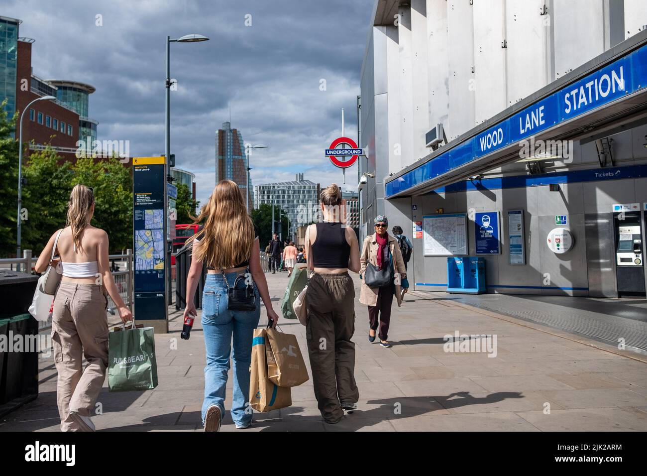 London, July 2022 Wood Lane Underground Station in Shepherds Bush area