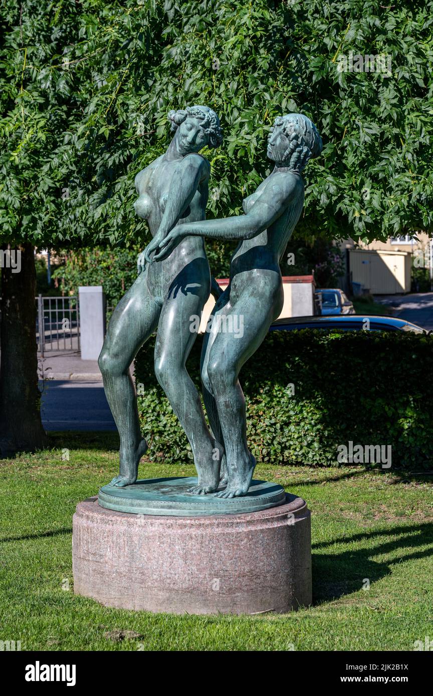 The female dancers by famous artist Carl Milles in the sculpture park at Norrkoping art museum in Norrkoping, Sweden. Stock Photo