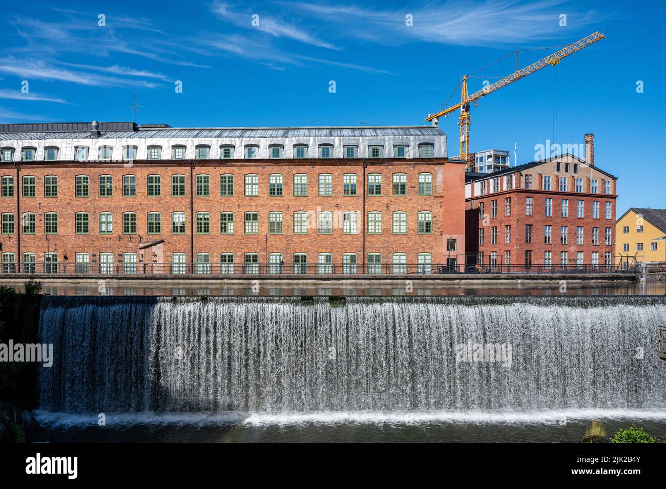 The old industrial landscape and Motala river in Norrkoping. Norrkoping is a historic industrial town in Sweden. Stock Photo