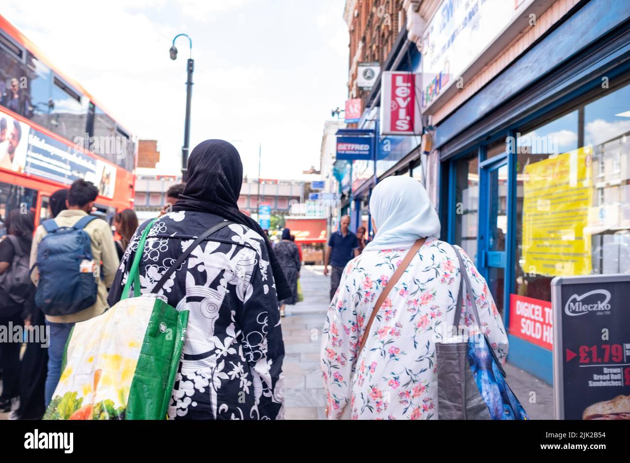 London, July 2022 Shopping street scene on Uxbridge Road in Shepherds