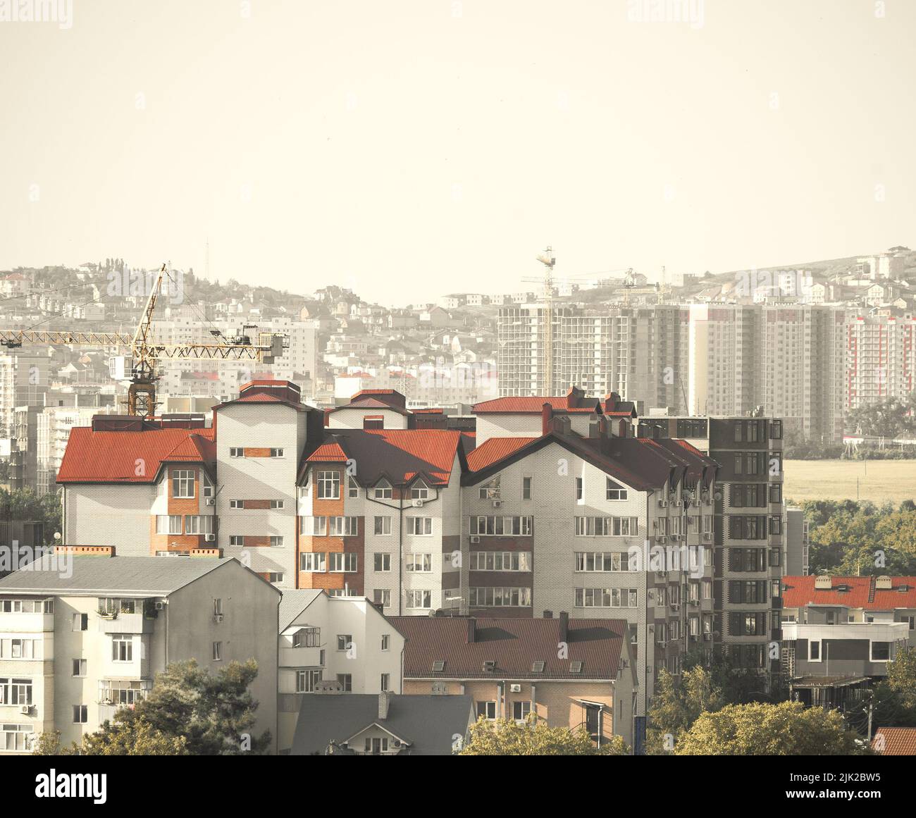 cityscape with blank space, duotone Stock Photo