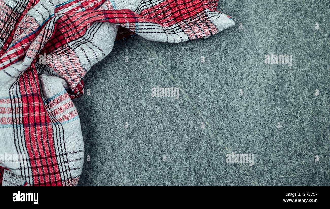 kitchen towel on gray background. copy space Stock Photo