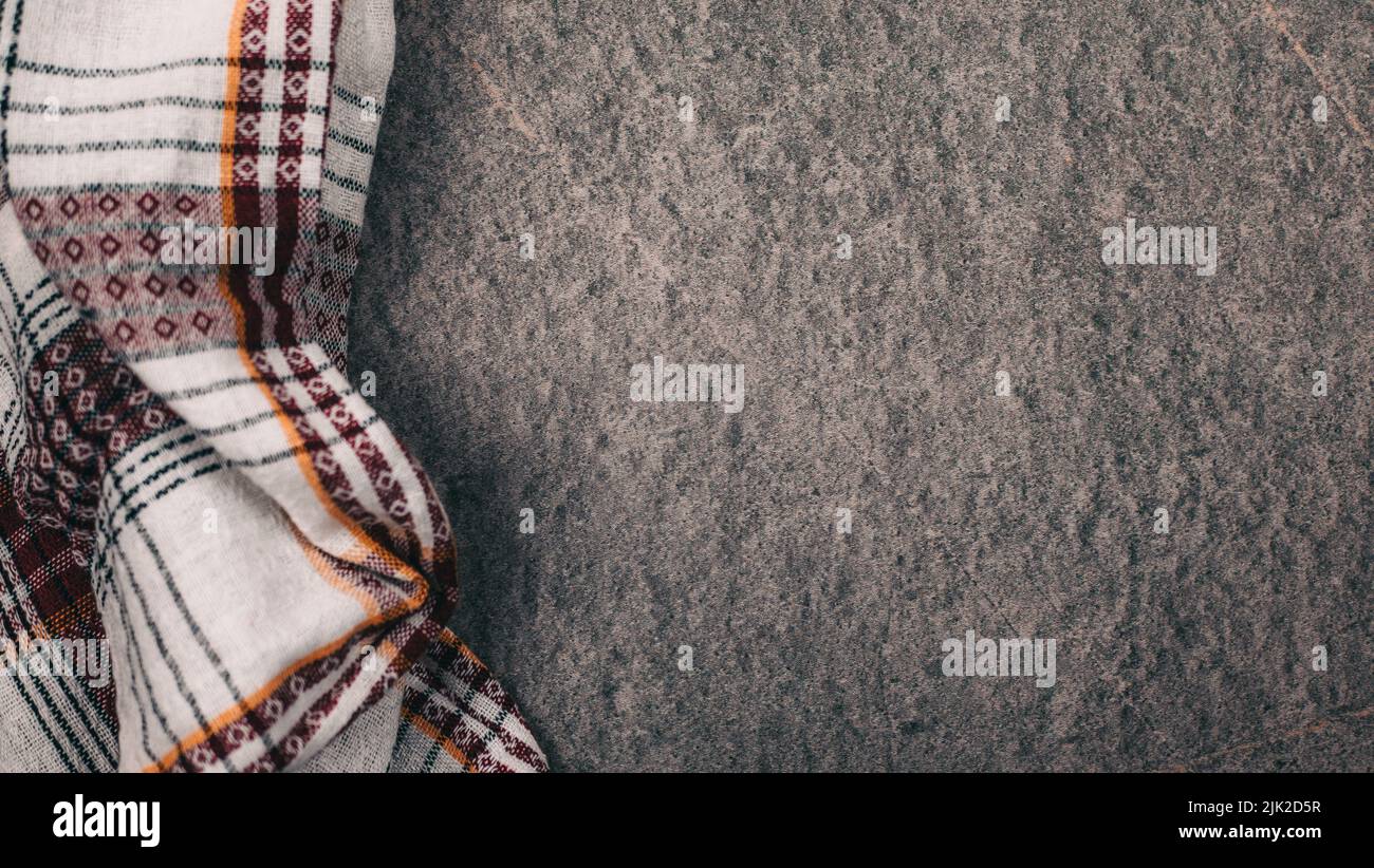 kitchen towel on gray background. copy space Stock Photo