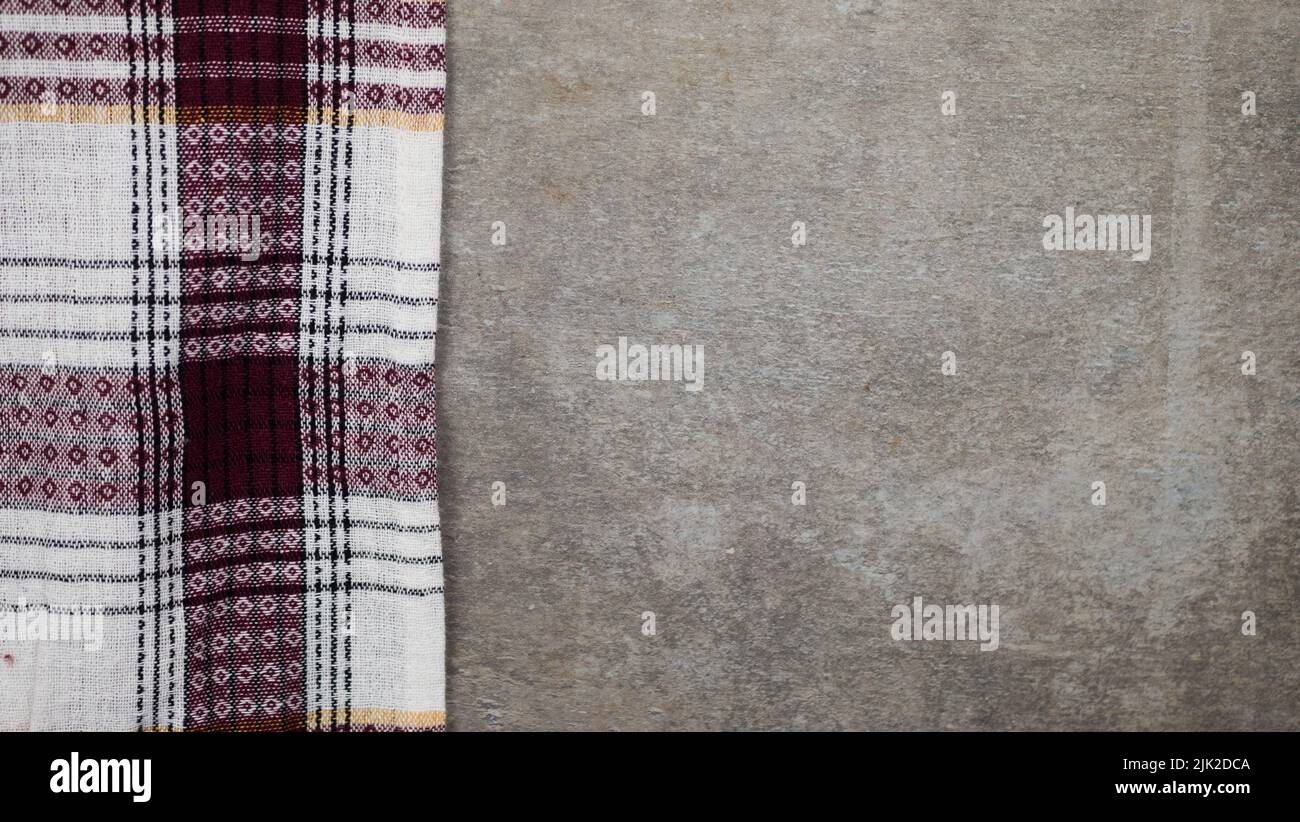 kitchen towel on gray background. copy space Stock Photo