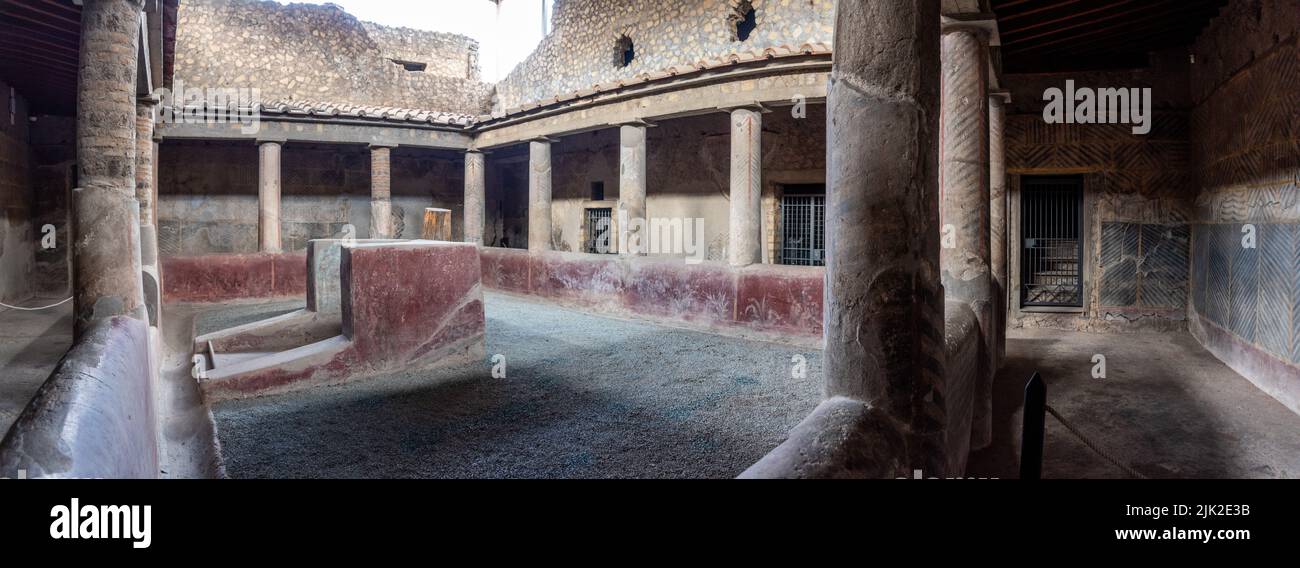 OPLONTIS, ITALY - MAY 03, 2022 - Rooms of the ancient Roman Villa Oplontis near Pompeii, Southern Italy Stock Photo