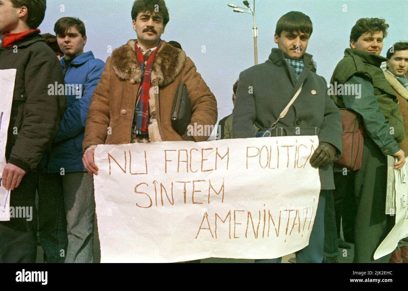 Bucharest, Romania, January 1990. College students on hunger strike. Stock Photo