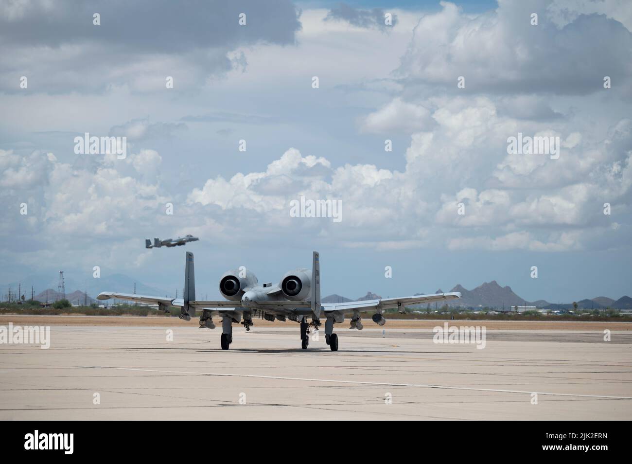 A U.S. Air Force A-10 Thunderbolt II assigned to the 355th Wing taxis ...