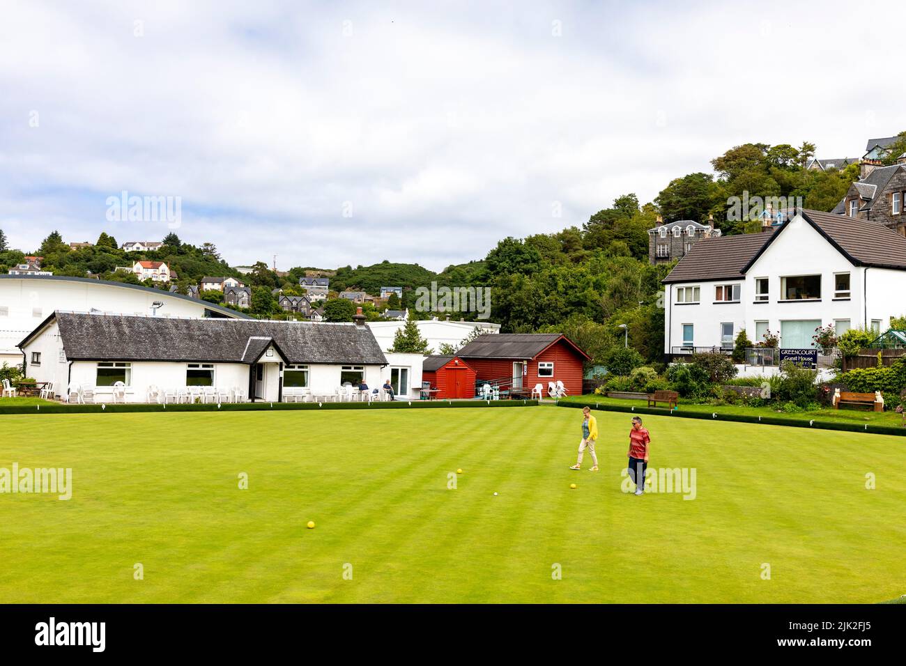 Oban bowling club and bowling green in the town centre,Oban, Argyll and Bute,Scotland,UK on a summers day in 2022 Stock Photo