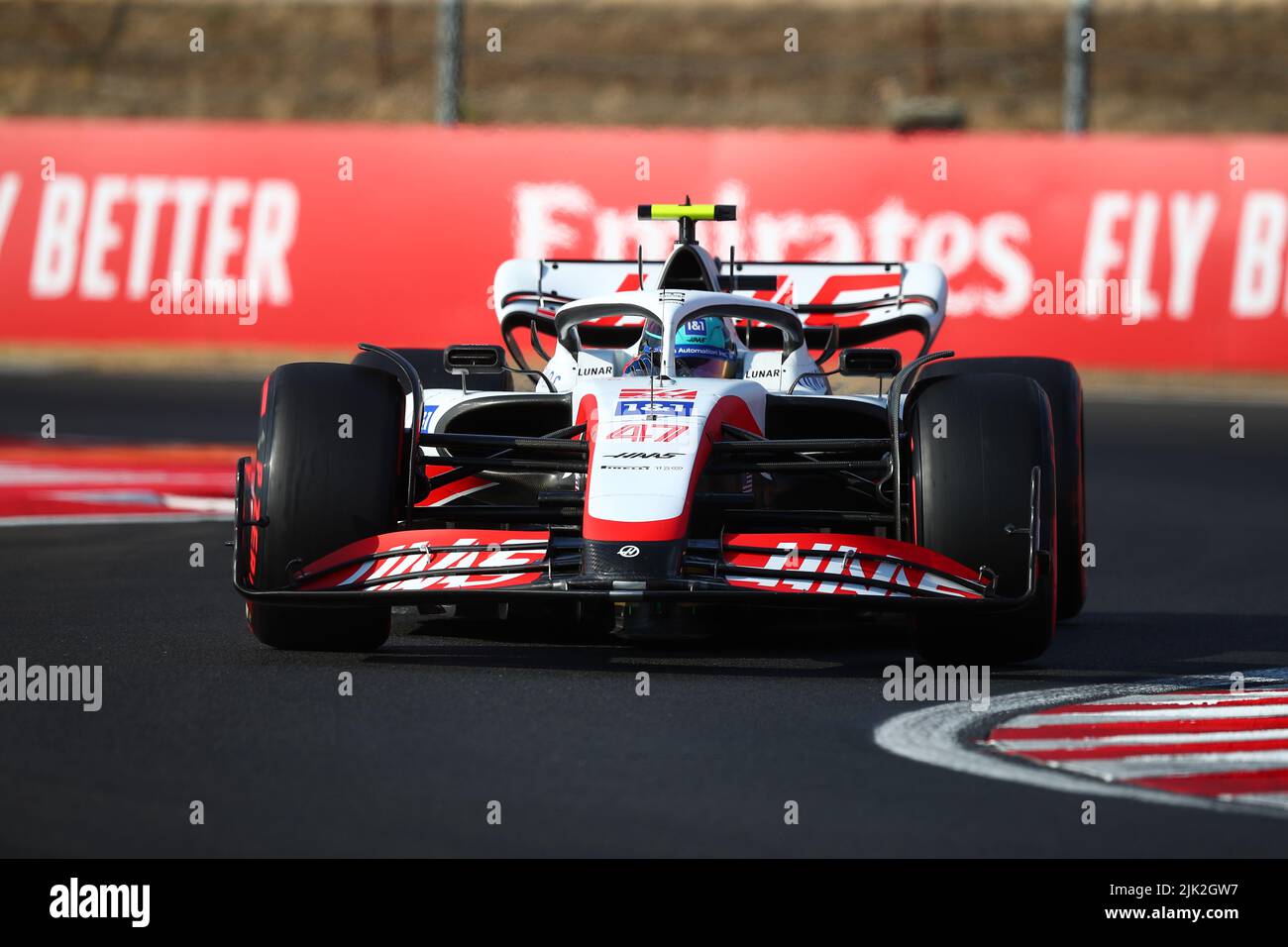 Budapest, Hungary . 29th July, 2022. #47 Mick Schumacher, Haas F1 Team during the Hungarian GP, 28-31 July 2022 at Hungaroring, Formula 1 World championship 2022. Credit: insidefoto srl/Alamy Live News Stock Photo