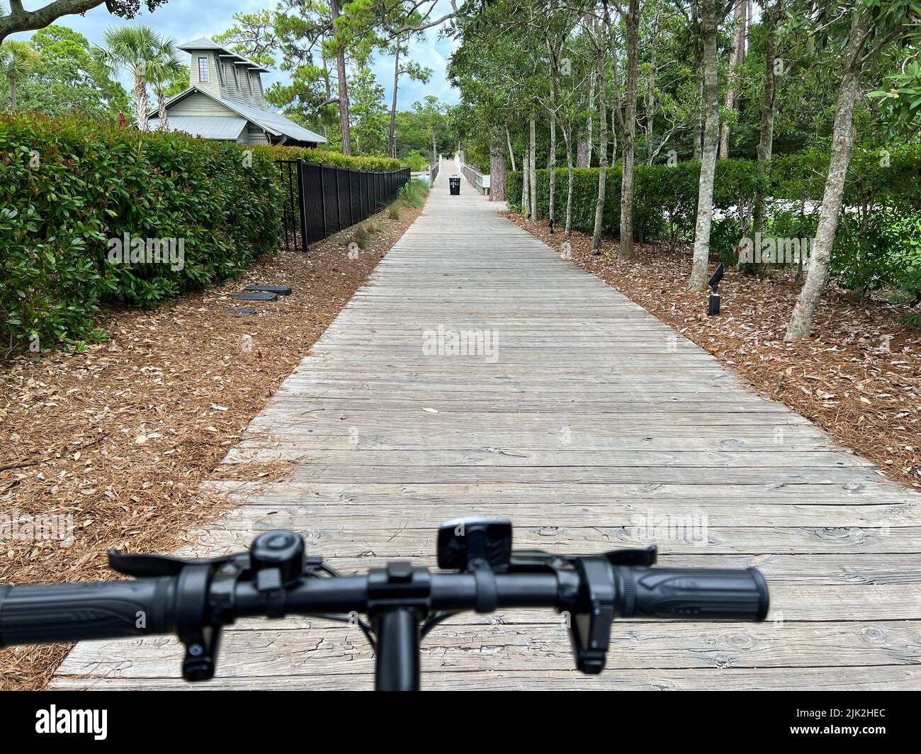 Watercolor, FL USA July 25, 2022 The wooden walking and bike trail