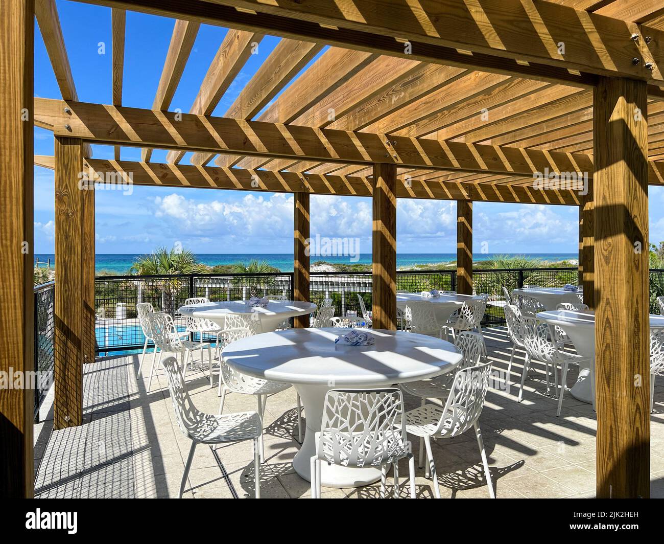 Watercolor, FL USA July 25, 2022 The Bar and Restaurant at the Watercolor Community Club in