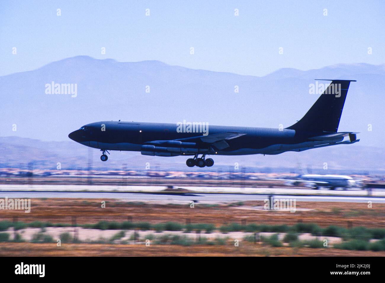 United States Air Force KC-135 landing at March Air Force Base in San Bernardino, California Stock Photo