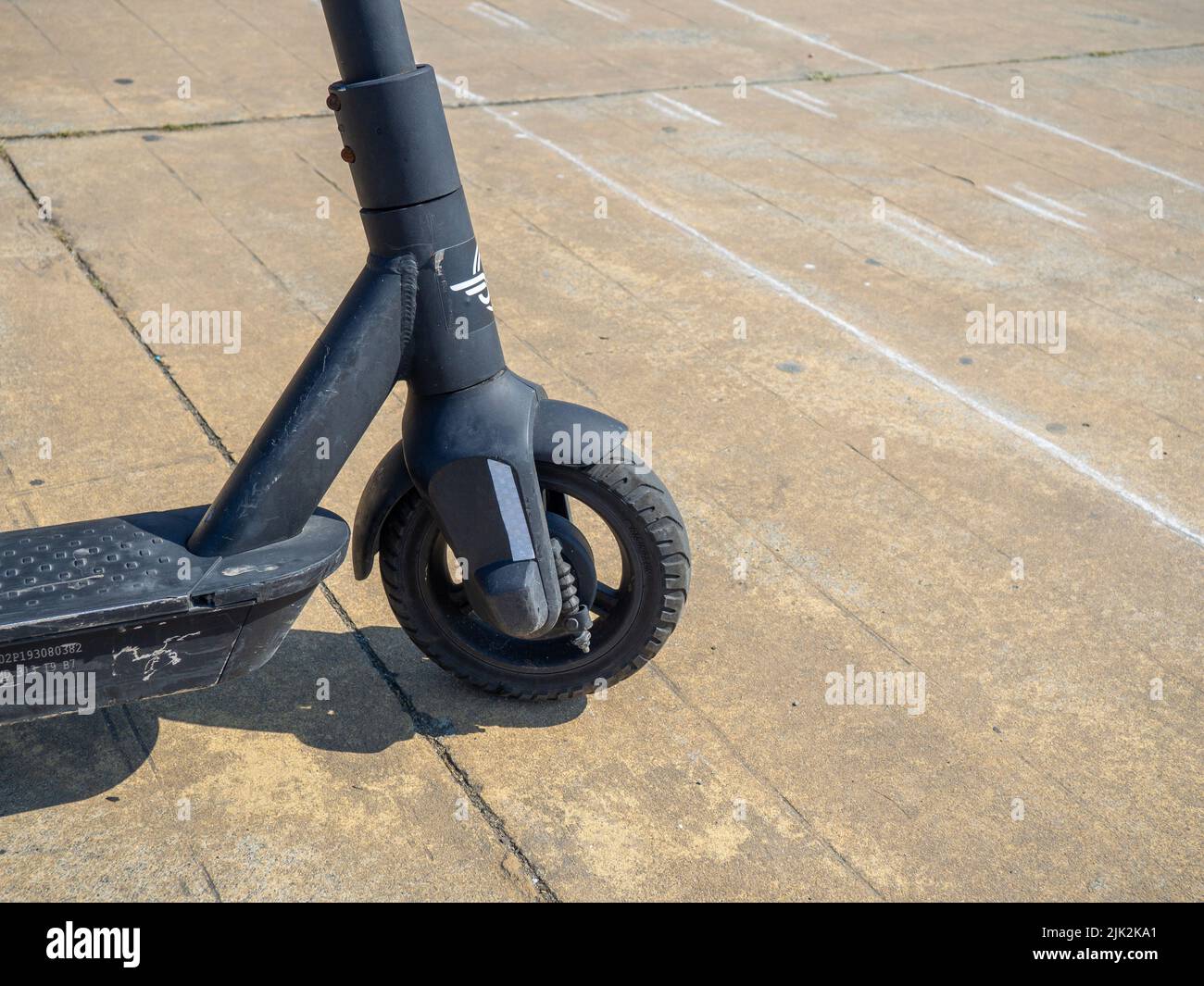 Electric scooter wheel. Used scooter. Leisure. Twowheeled transport