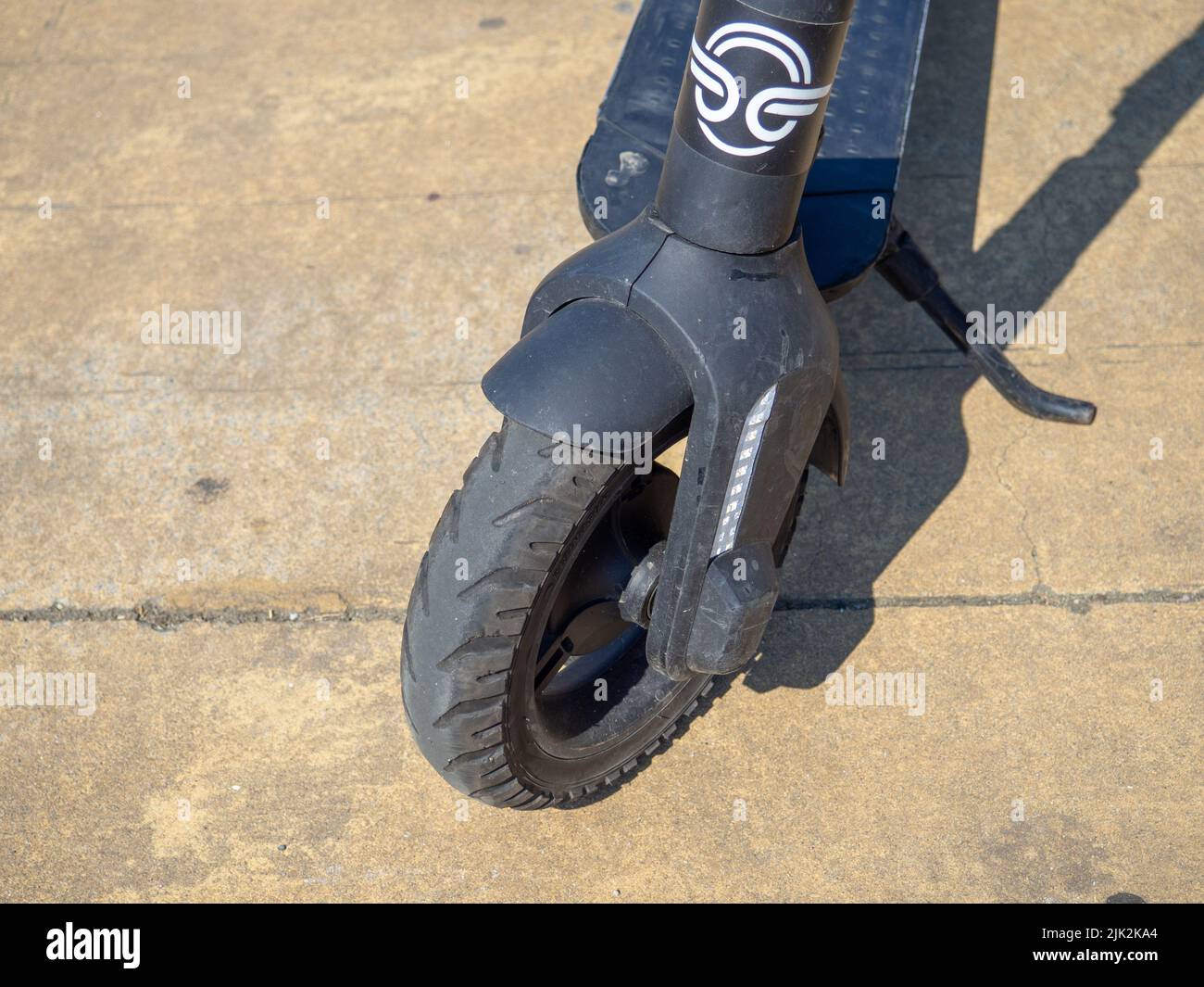 Electric scooter wheel. Used scooter. Leisure. Twowheeled transport