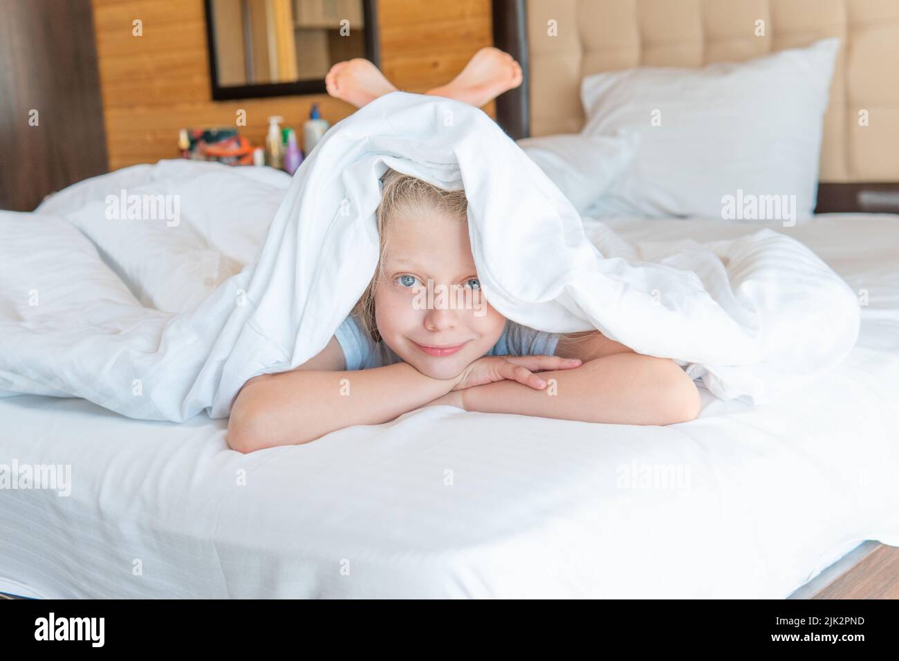 Over blanket sleep pain head girl phone young mobile sleeping, from bedroom female from people