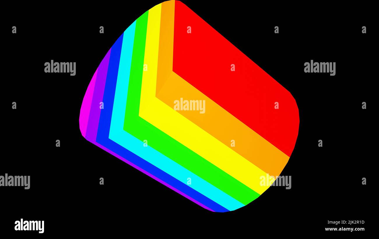 3D rendering. A computer modeled circular prism with a pattern of lines