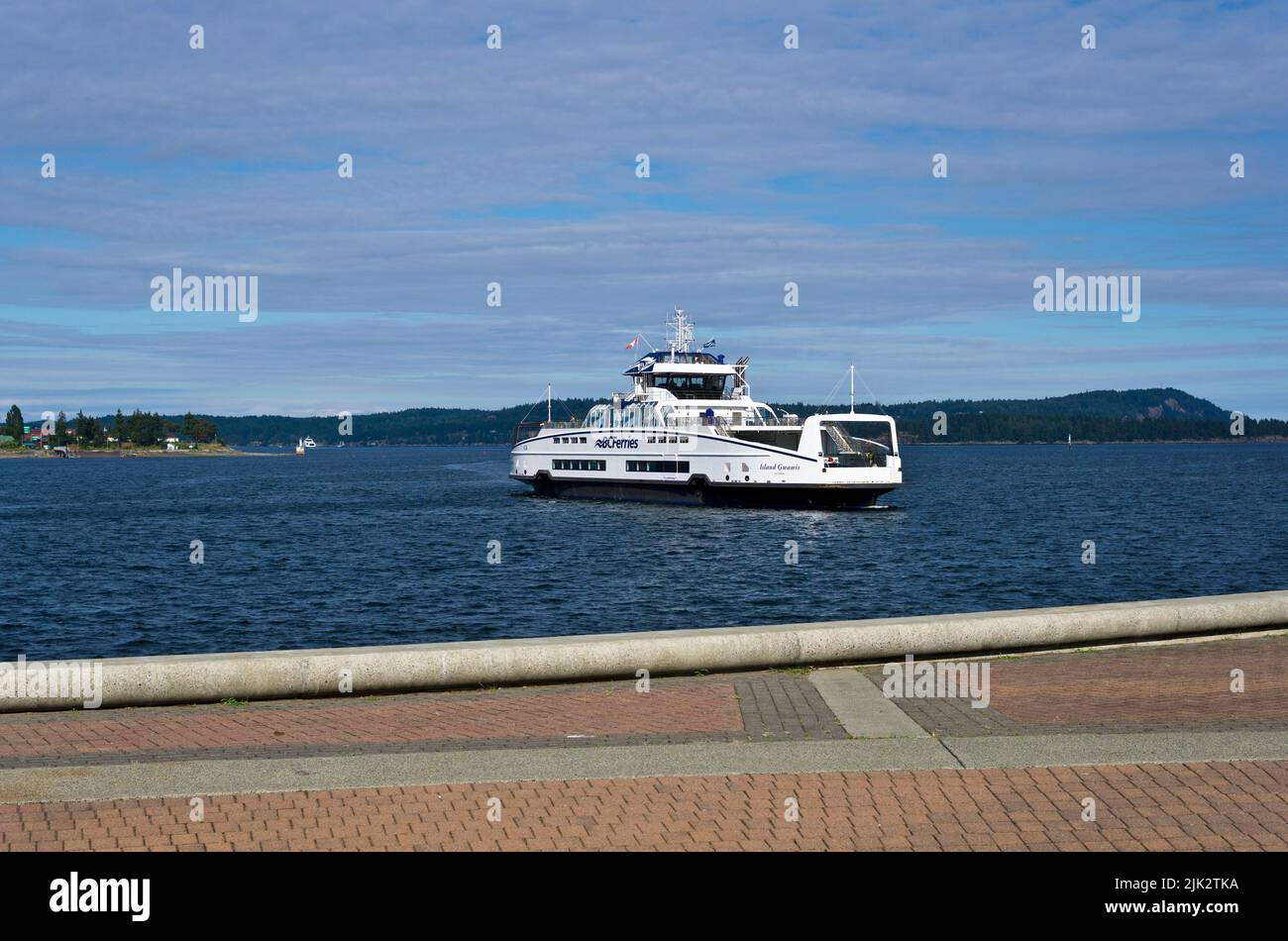 BC Ferry from Gabriola Island arriving in Nanaimo, BC harbour. Stock Photo