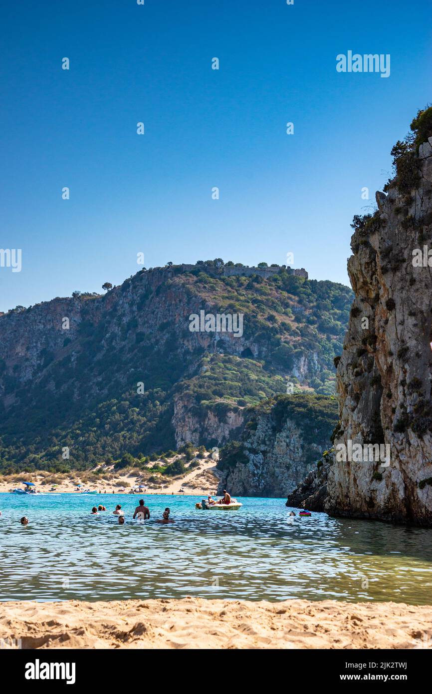 Beautiful summer scenery from Voidokoilia beach near Romanos area in Messenia, Peloponnese, Greece, Europe Stock Photo