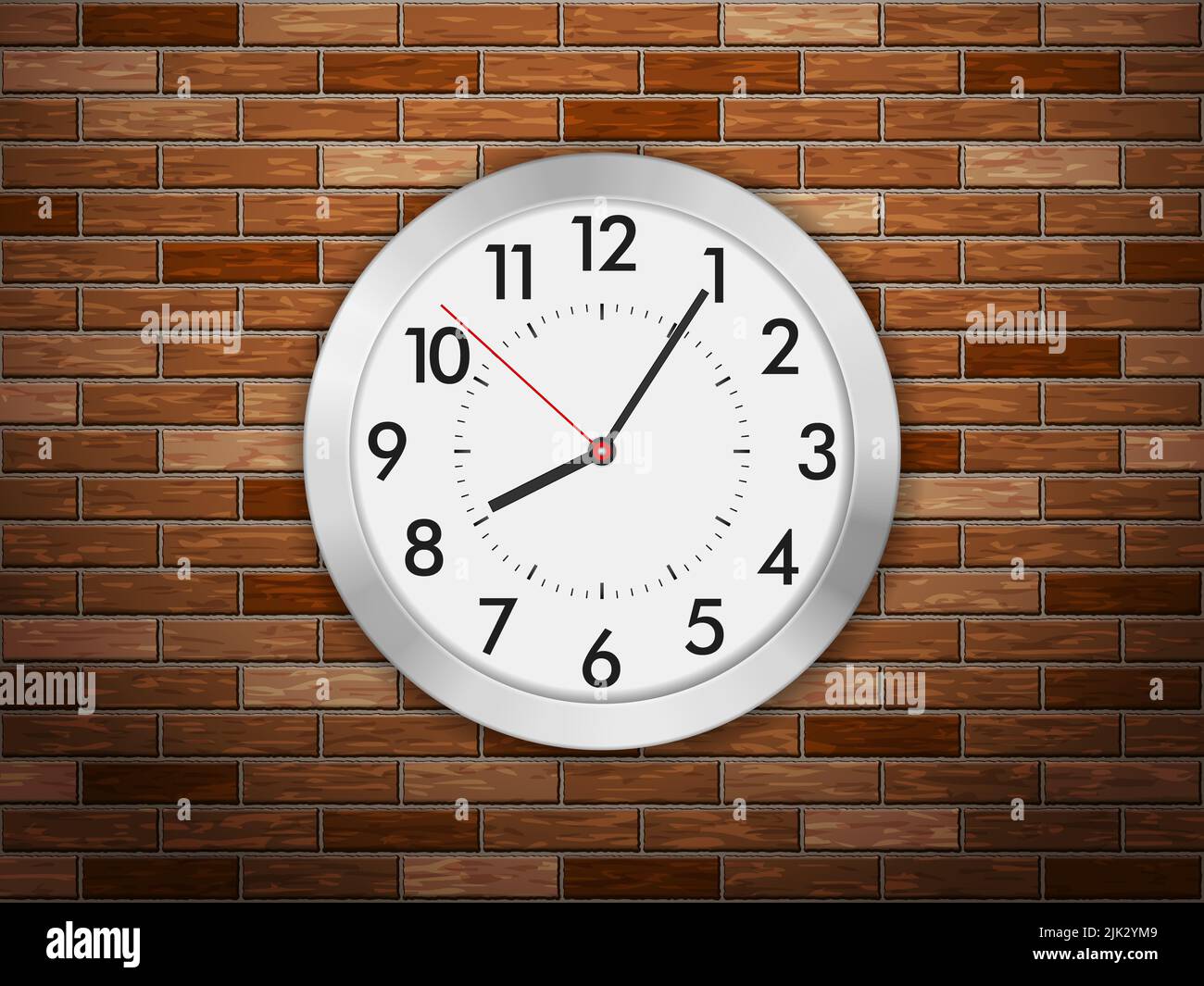 Clock on brick wall background. Vector illustration Stock Photo Alamy