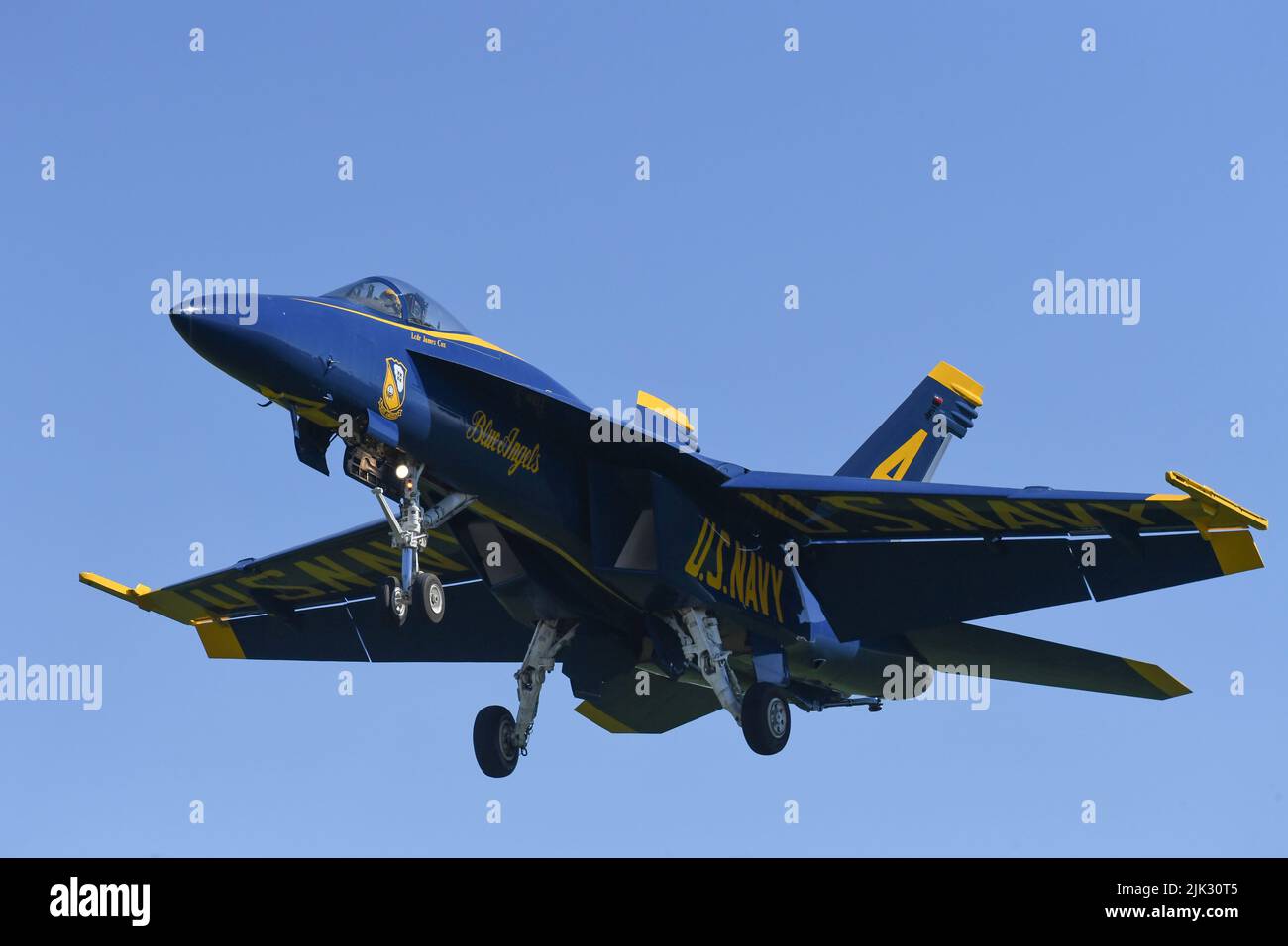 Blue Angel 4 on final to NAF El Centro, during winter training Stock Photo