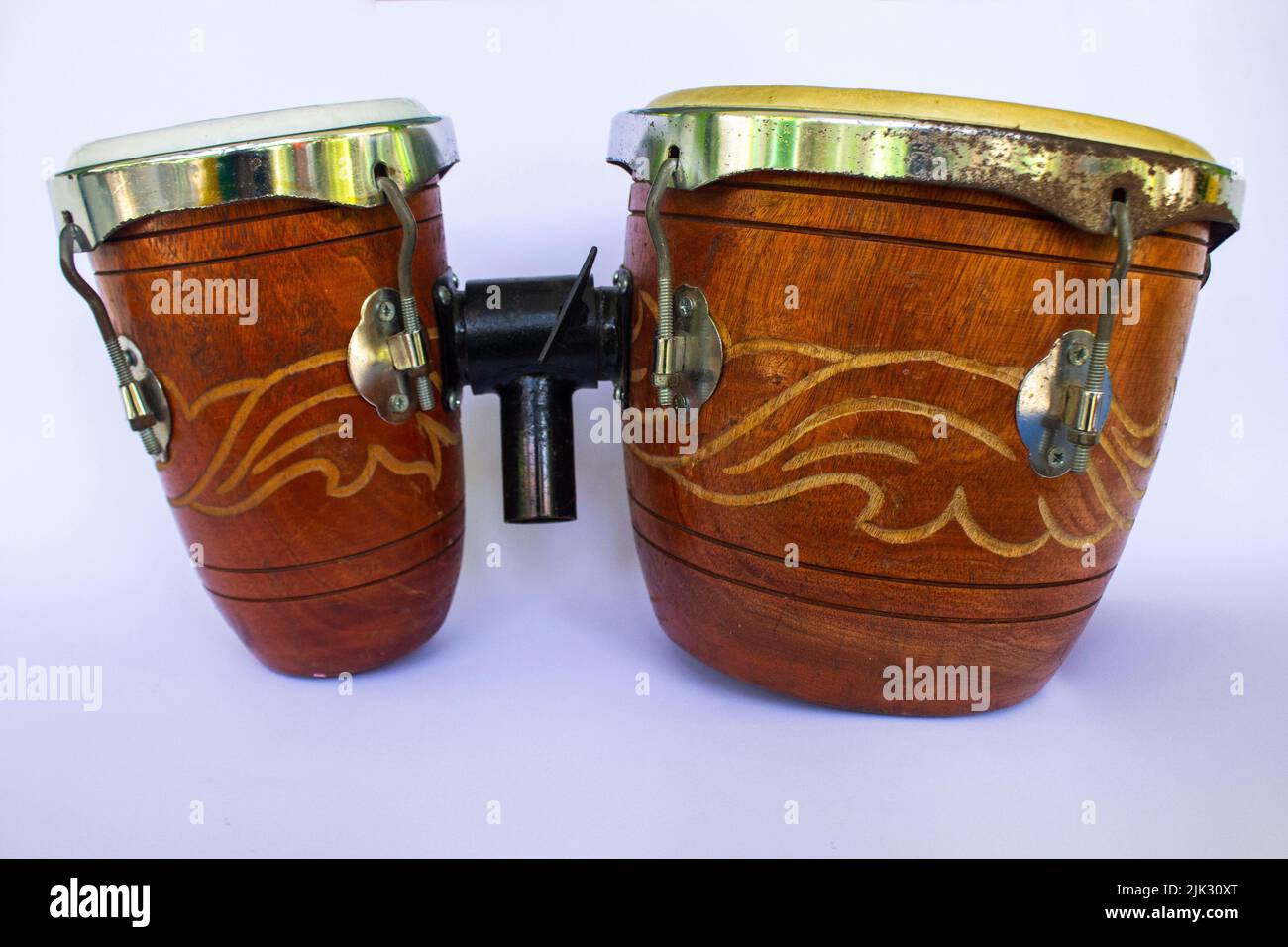 kendang , ketipung isolated on white background. Kendhang javanese Kendhang, TausugBajau Maranao Gandang ketipung is a two-headed drum used from indon Stock Photo