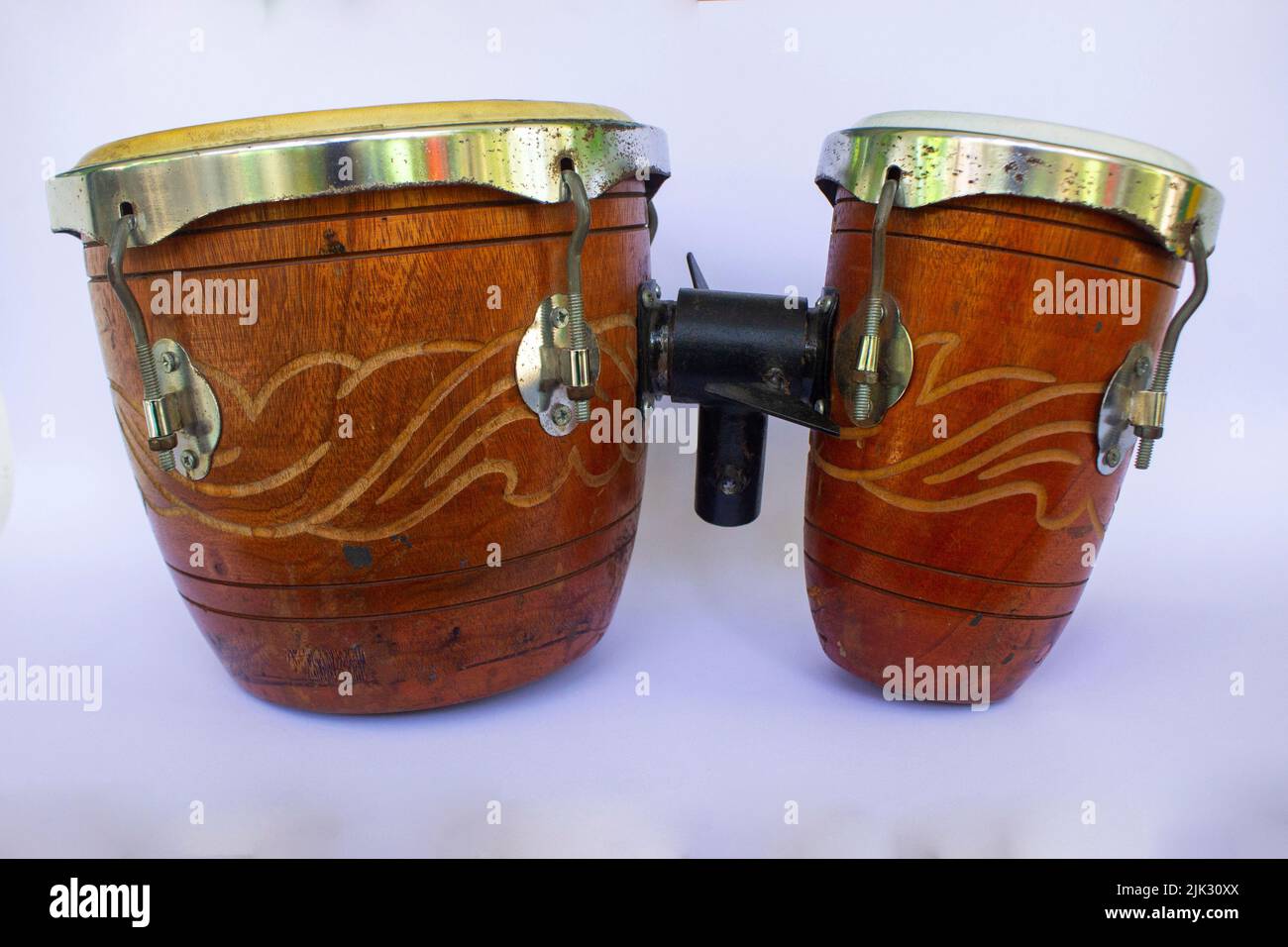 kendang , ketipung isolated on white background. Kendhang javanese Kendhang, TausugBajau Maranao Gandang ketipung is a two-headed drum used from indon Stock Photo